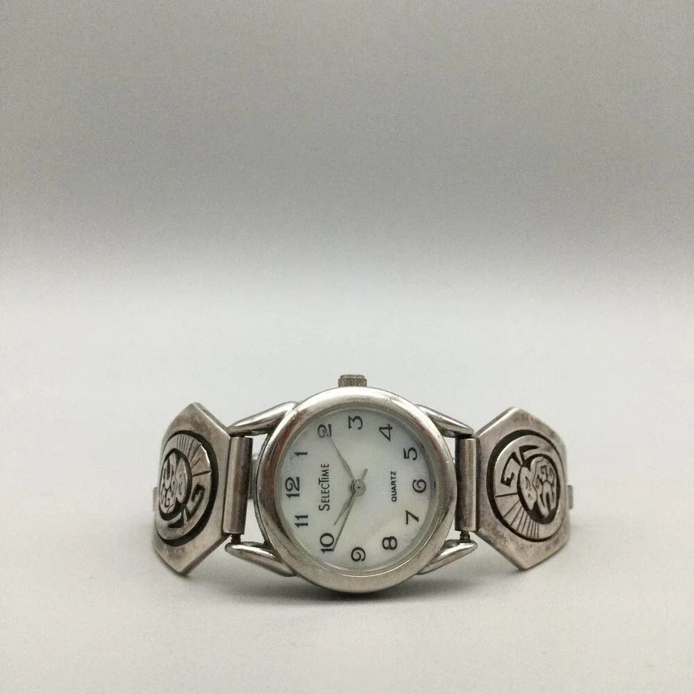 Vintage Native American Navajo Watch Tips Womens 24mm Sign Calvin Peterson